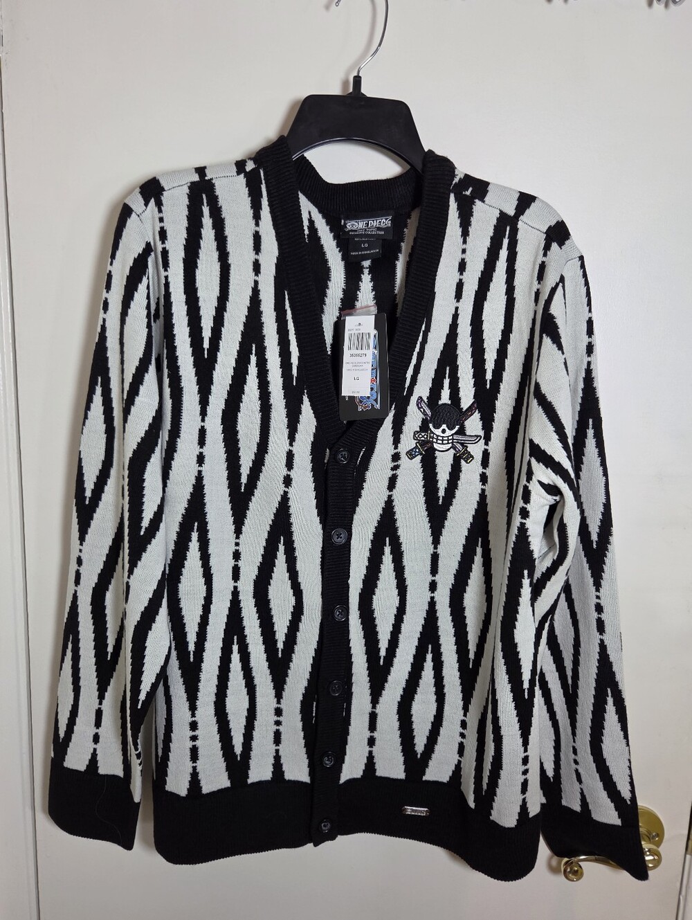 One Piece Anime Roronoa Zoro Alabasta Diamond Cardigan Sweater New With Tags L